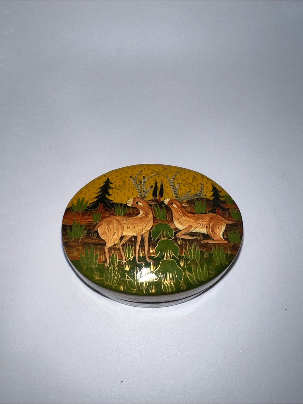 Hand Painted Deer Papier Mache Box